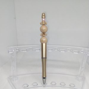 Elegant Gold Bubble Gum Bead Pen with Crystal Spacers