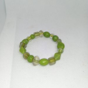 Earthy Glow Green & Clear Glass Bead Bracelet