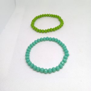 Fresh Glow Duo Green & Turquoise Beaded Bracelets Set