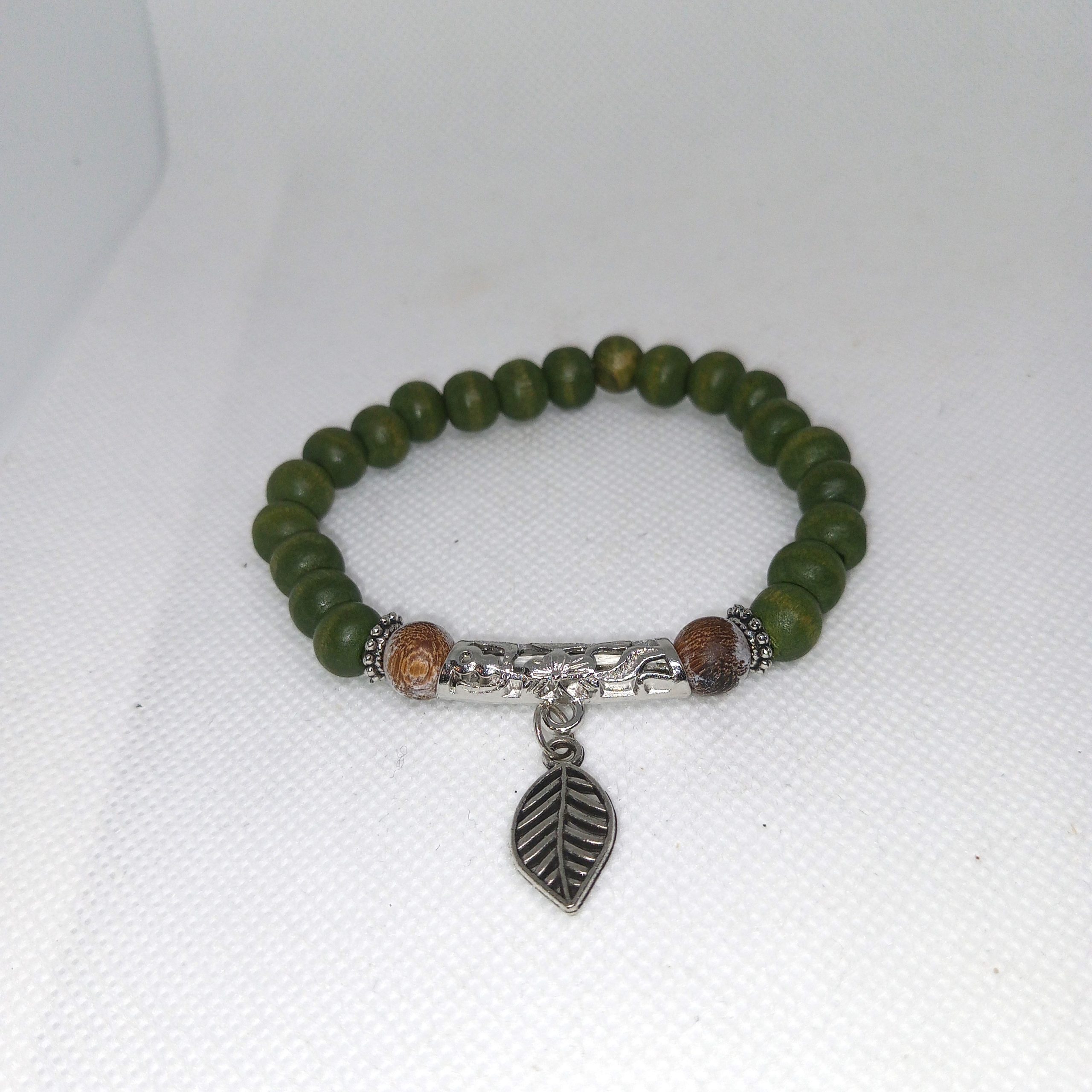 Natural Harmony Bracelet Green Leaf & Earth Brown Set - Image 5