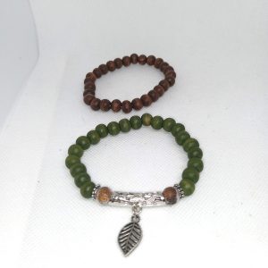 Natural Harmony Bracelet Green Leaf & Earth Brown Set