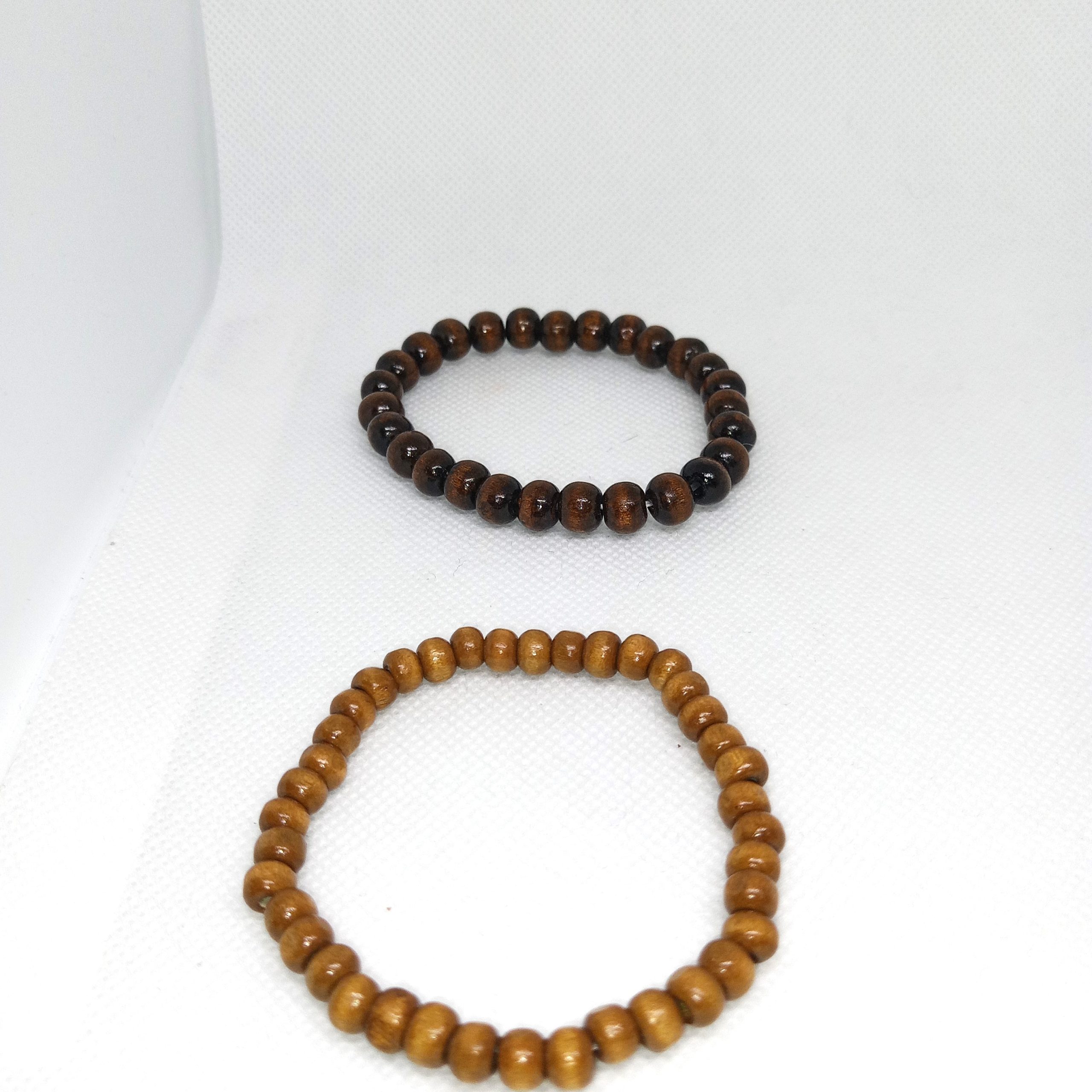 EarthTone Duo Natural Wood Bead Bracelet Set - Image 2
