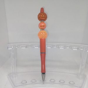 Orange Sparkle Bubble Gum Bead Pen with Rhinestone Charm Beads