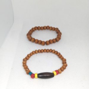 Natural Harmony Duo Brown Wood Bead Bracelets Set