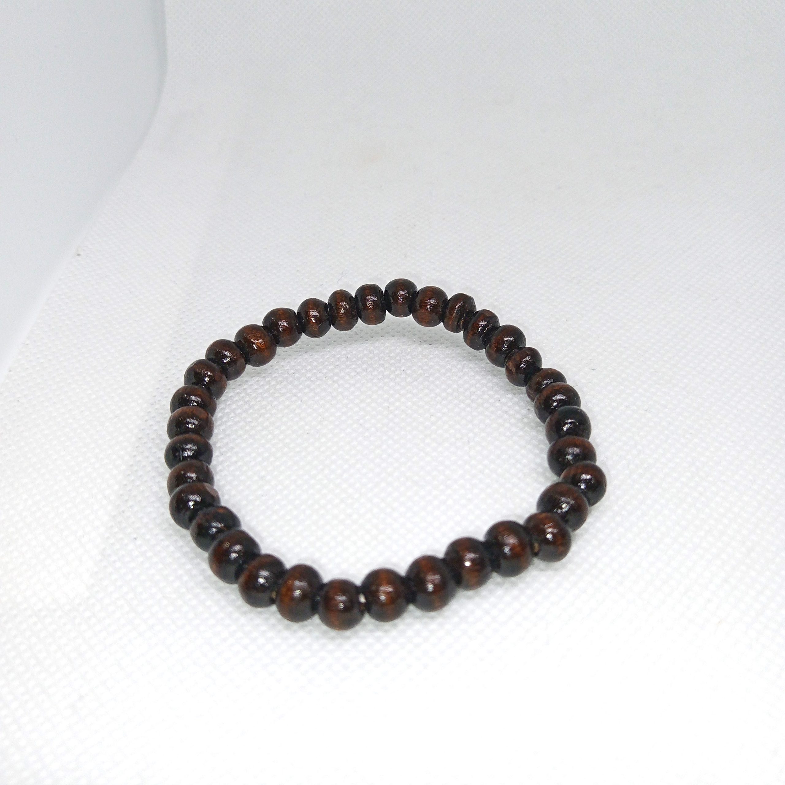 Natural Wood Harmony Bead Bracelet Set Matte & Gloss Finish - Image 4