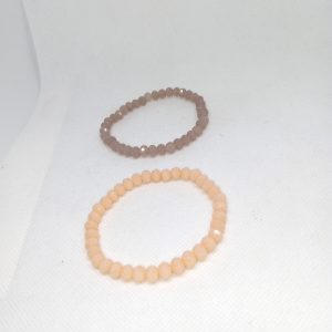 Peach & Mauve Frosted Bead Bracelet Duo Glamour for Everyday Style