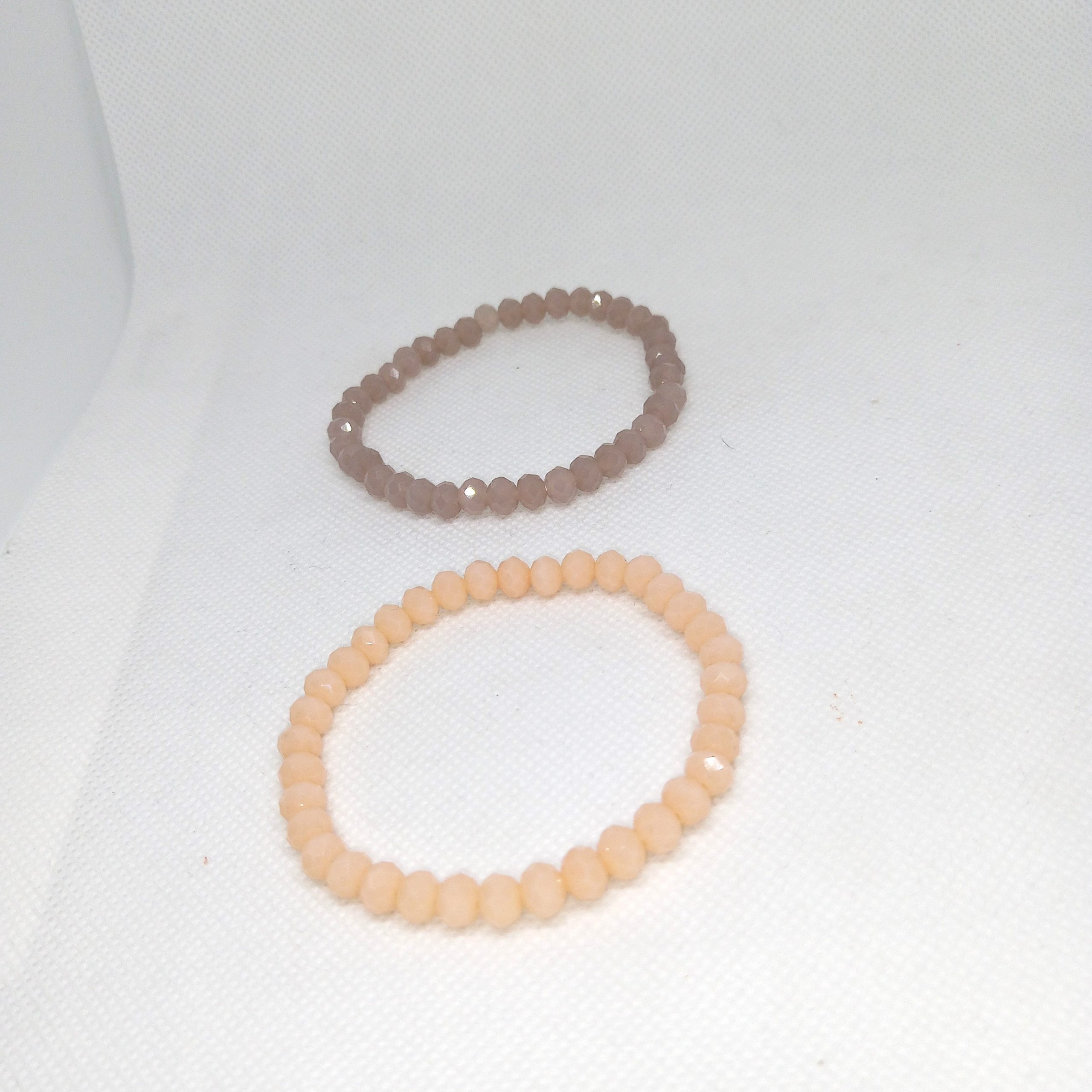 Peach & Mauve Frosted Bead Bracelet Duo Glamour for Everyday Style