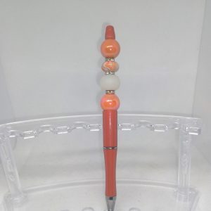 Orange Swirl Bubble Gum Bead Pen Handmade Glitter Charm Pen