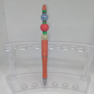 Orange Glitter Bubble Gum Bead Pen with Colorful Charms