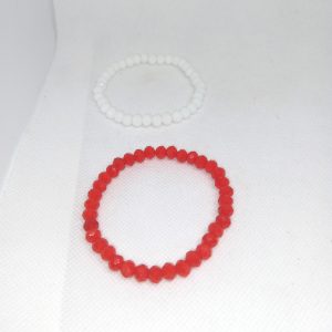 Cherry Frost Faux Crystal Bead Bracelet Duo