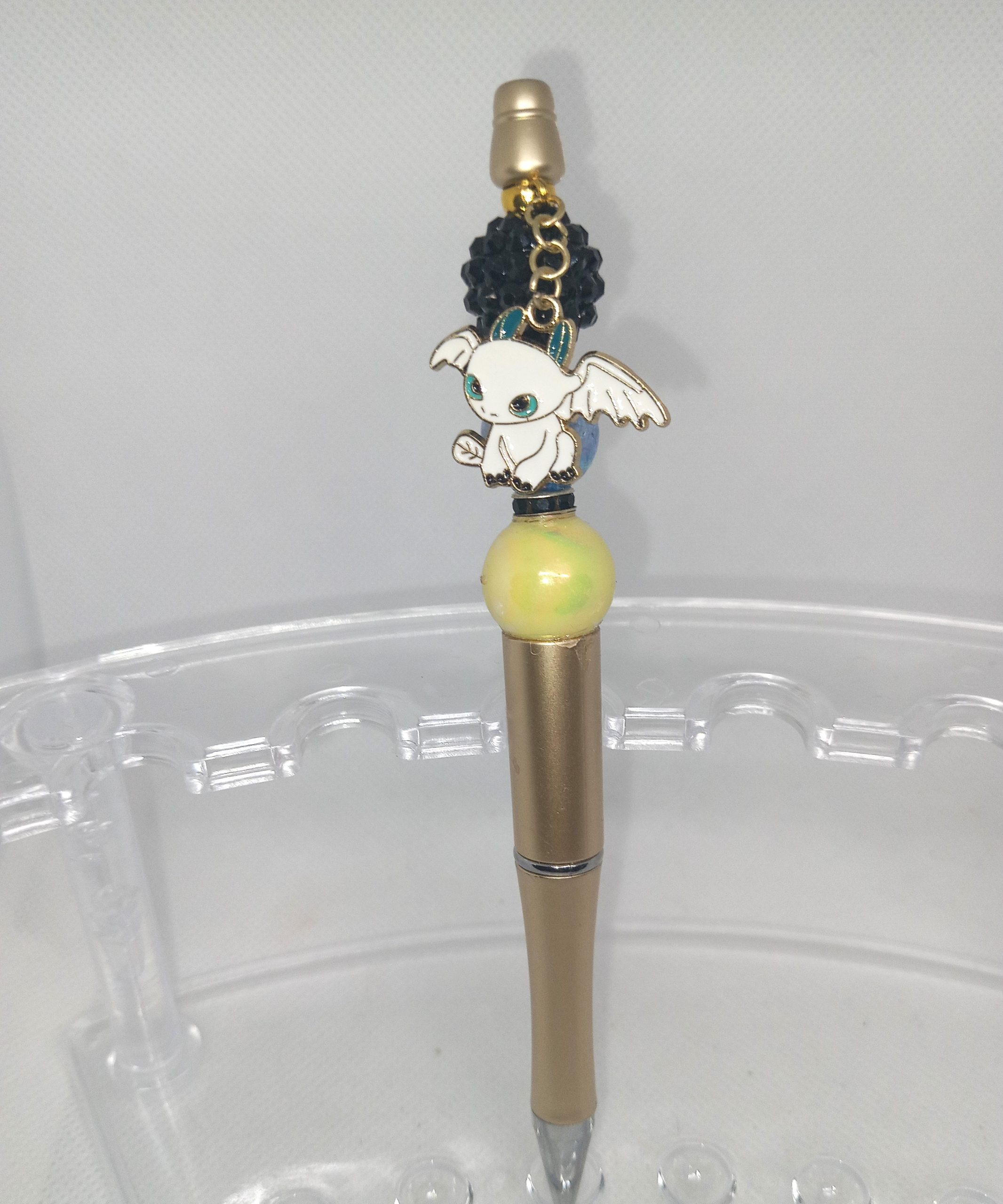 Golden Bubble Gum Bead Pen Light Fury Dragon Charm