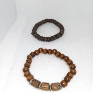Rustic Earth Duo Natural Wood Beaded Bracelets