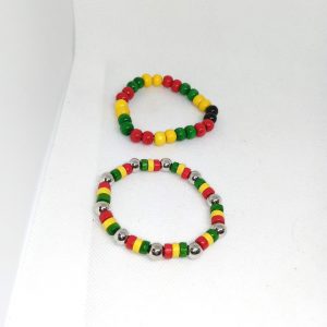 Island Vibes Beaded Bracelet Set – Red, Yellow, Green & Metallic Accents
