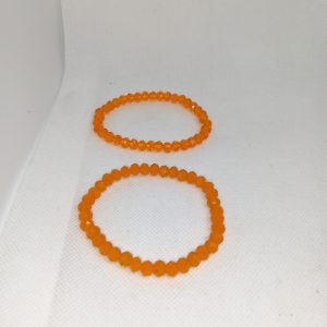 Sunset Sparkle Duo Orange Faux Crystal Bead Bracelets