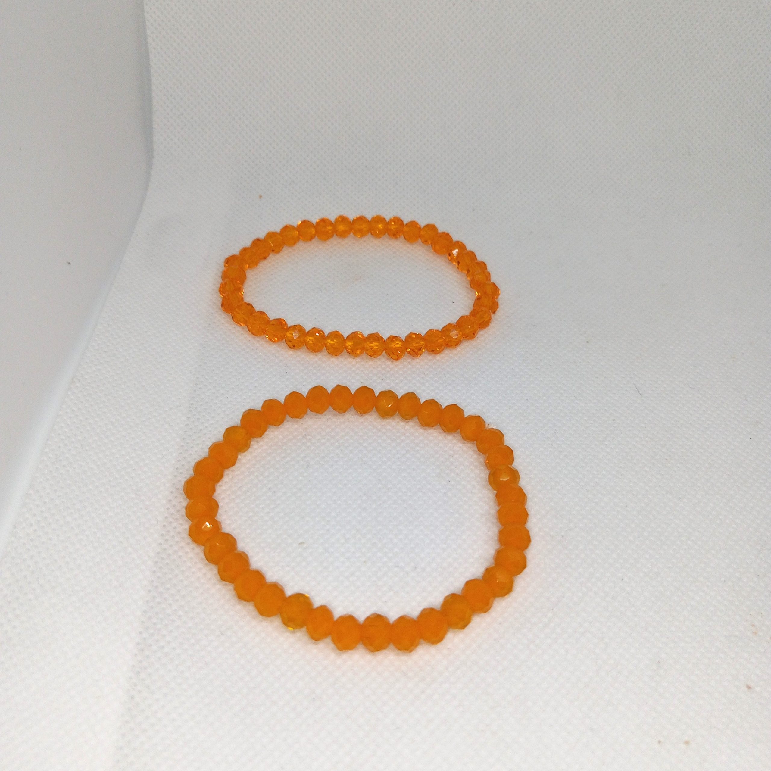 Sunset Sparkle Duo Orange Faux Crystal Bead Bracelets