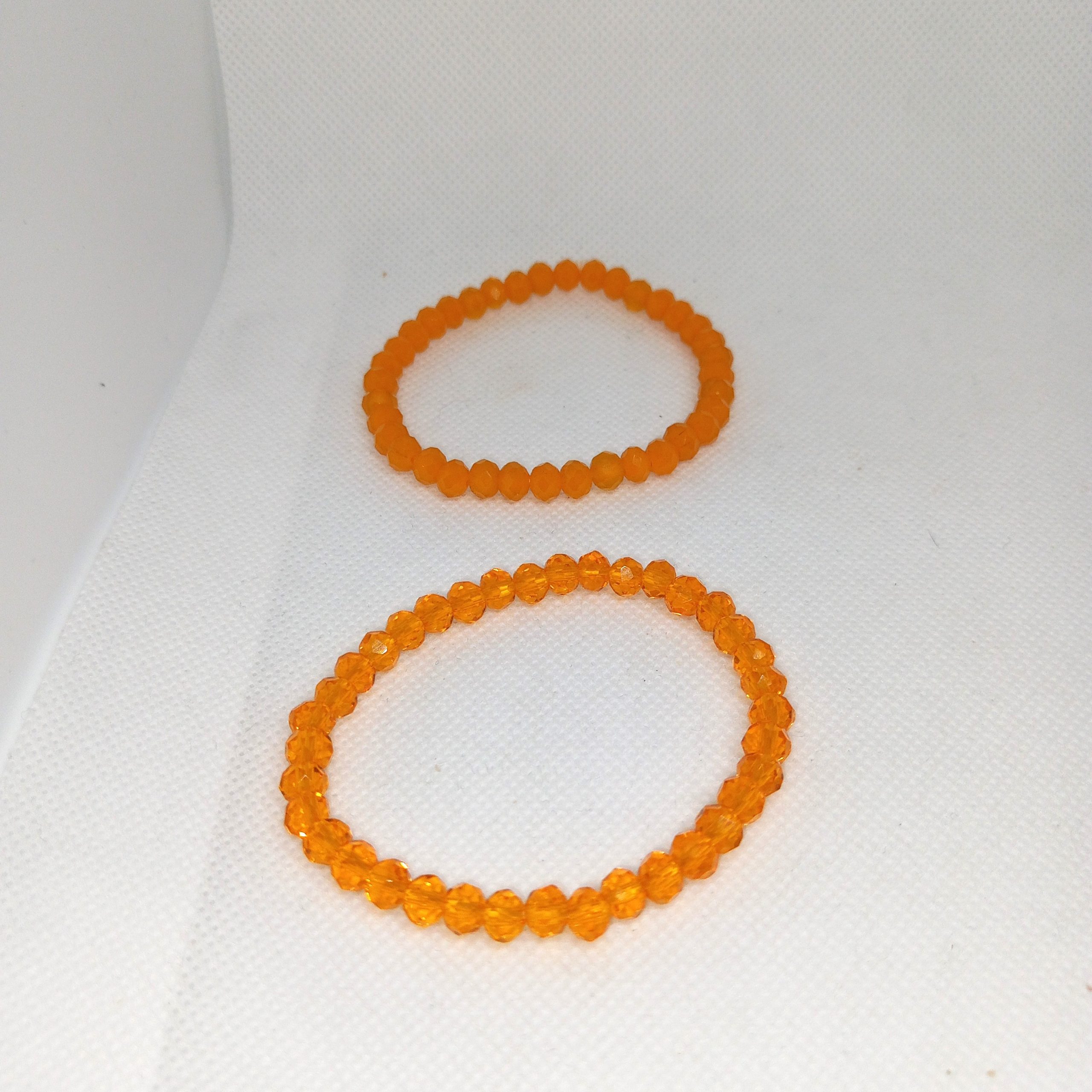 Sunset Sparkle Duo Orange Faux Crystal Bead Bracelets - Image 2