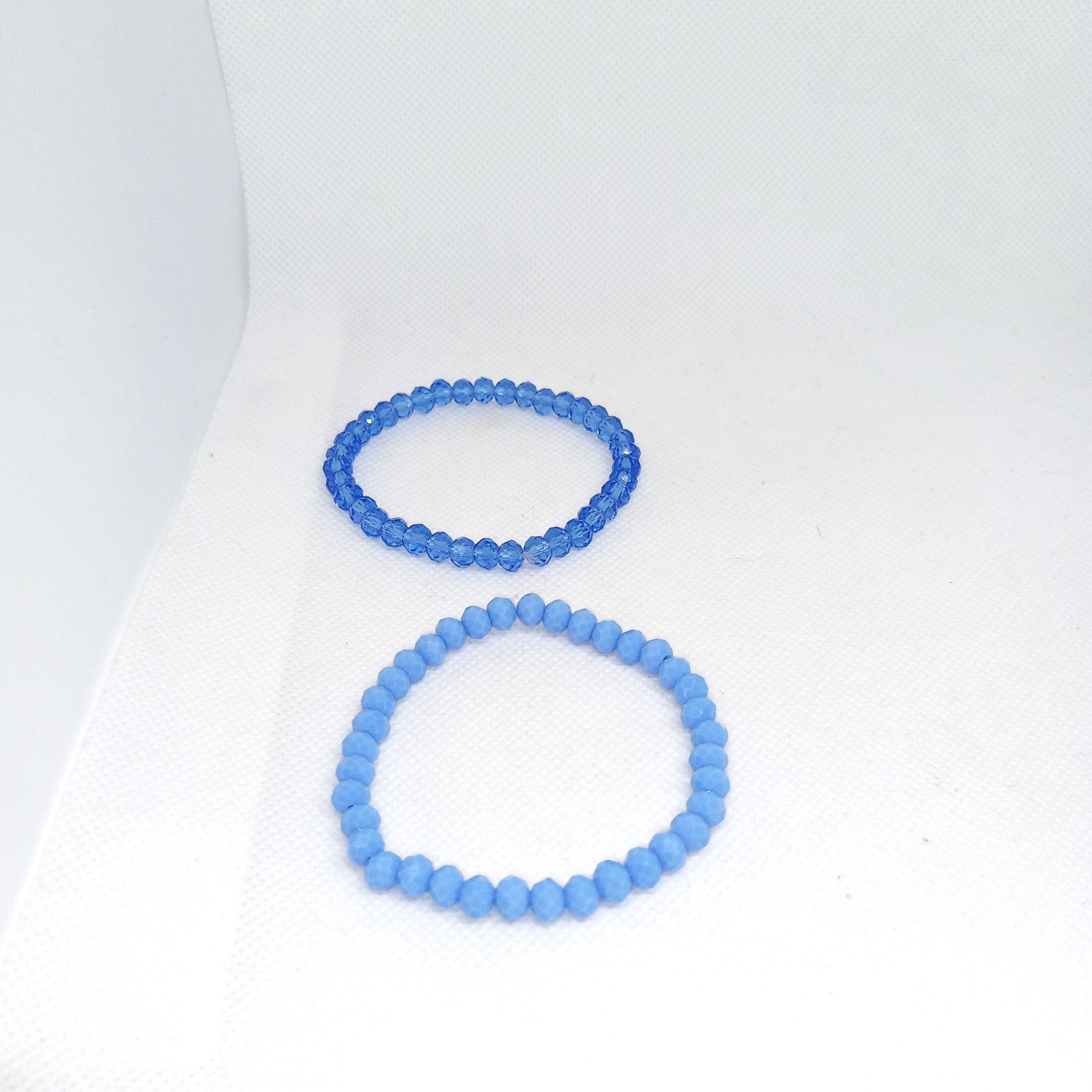 Ocean Breeze Crystal Bead Bracelet Set Turquoise & Powder Blue
