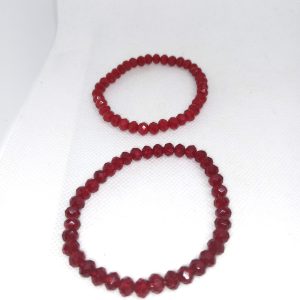 Cherry Duo Red Crystal Bead Bracelets Elegant Faux Glass Shine