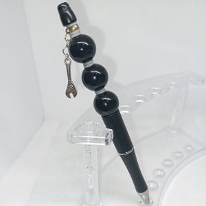 Handmade Black Pen with Wrench Charm Unique Writing Gift