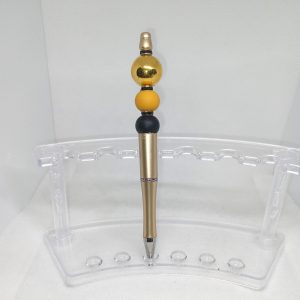 Handmade Black, Gold, and Yellow Bubble Gum Silicone Bead Pen