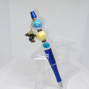 Handmade Blue Bubble Gum Bead Pen with Dragon Charm