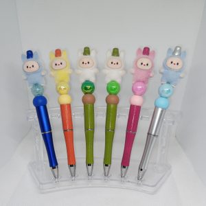 Labubu Bubble Gum Bead Pens – Cute Silicone Charm Writing Pens (Set of Colors)