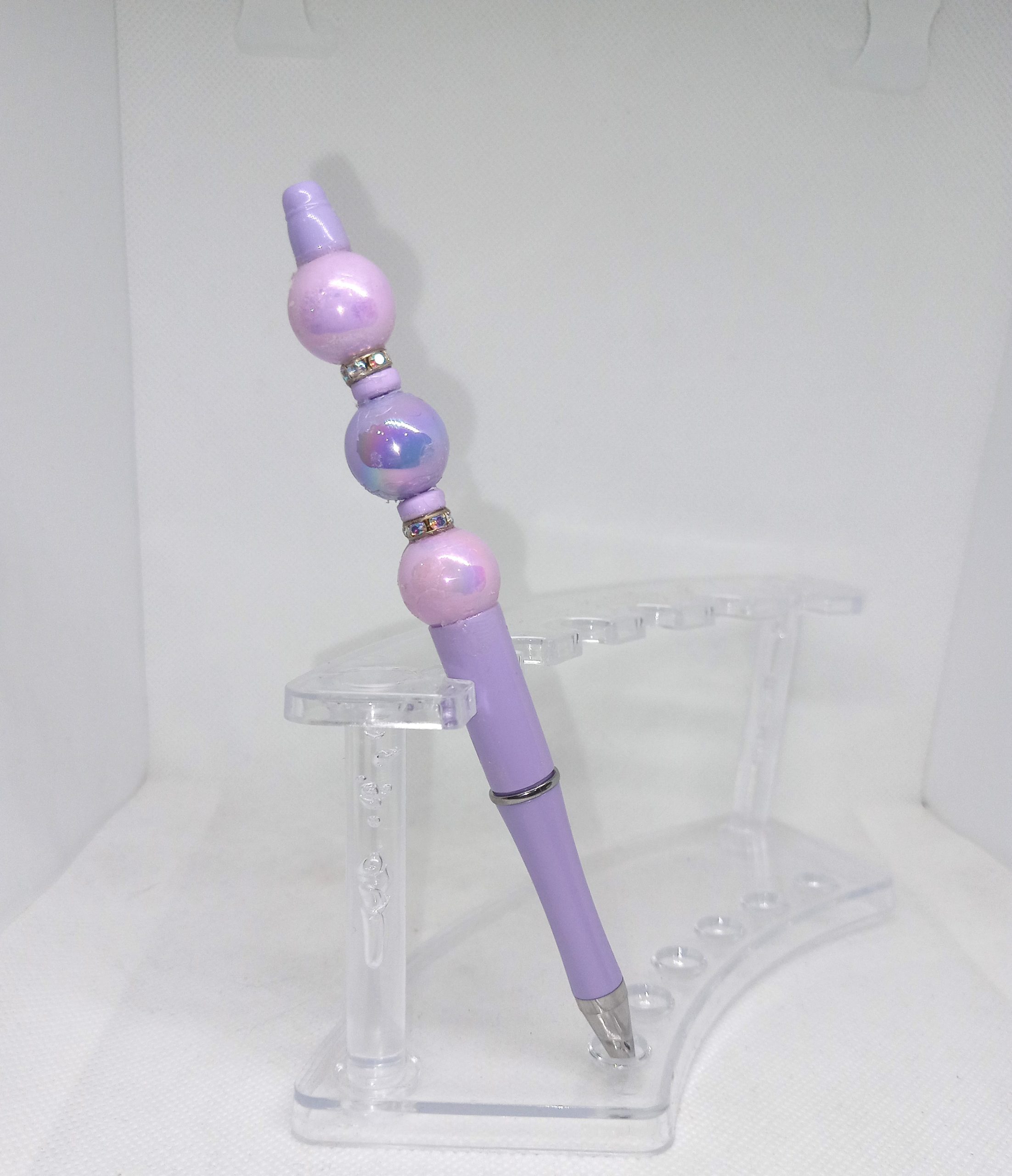 Elegant Light Purple Handmade Bubble Gum Bead Pen Pastel Charm - Image 2