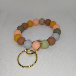 Handmade Boho Silicone Bubble Gum Bead Wristlet Keychain