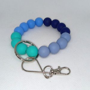 Handmade Blue Ocean Bubble Gum Bead Wristlet Keychain