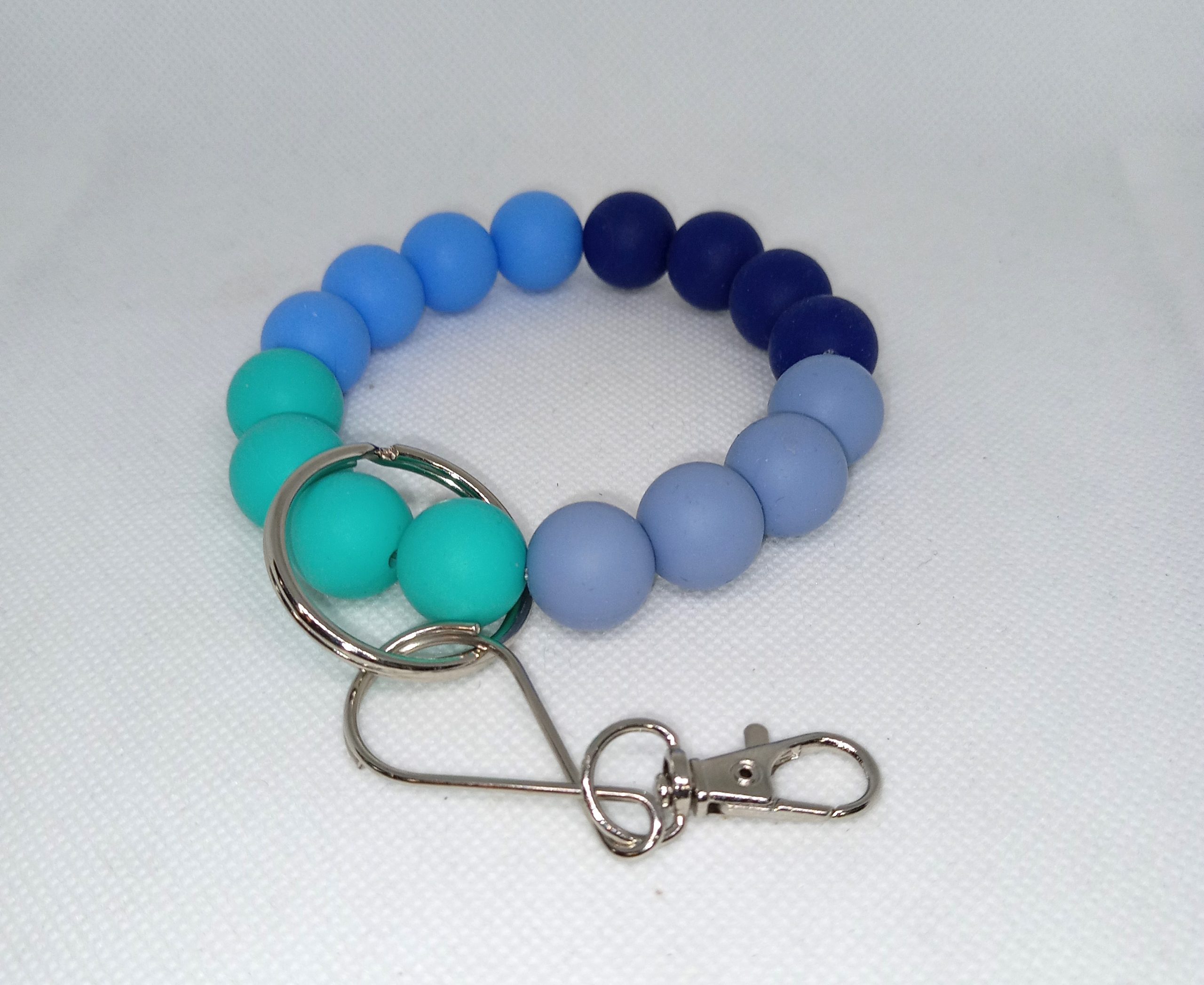 Handmade Blue Ocean Bubble Gum Bead Wristlet Keychain