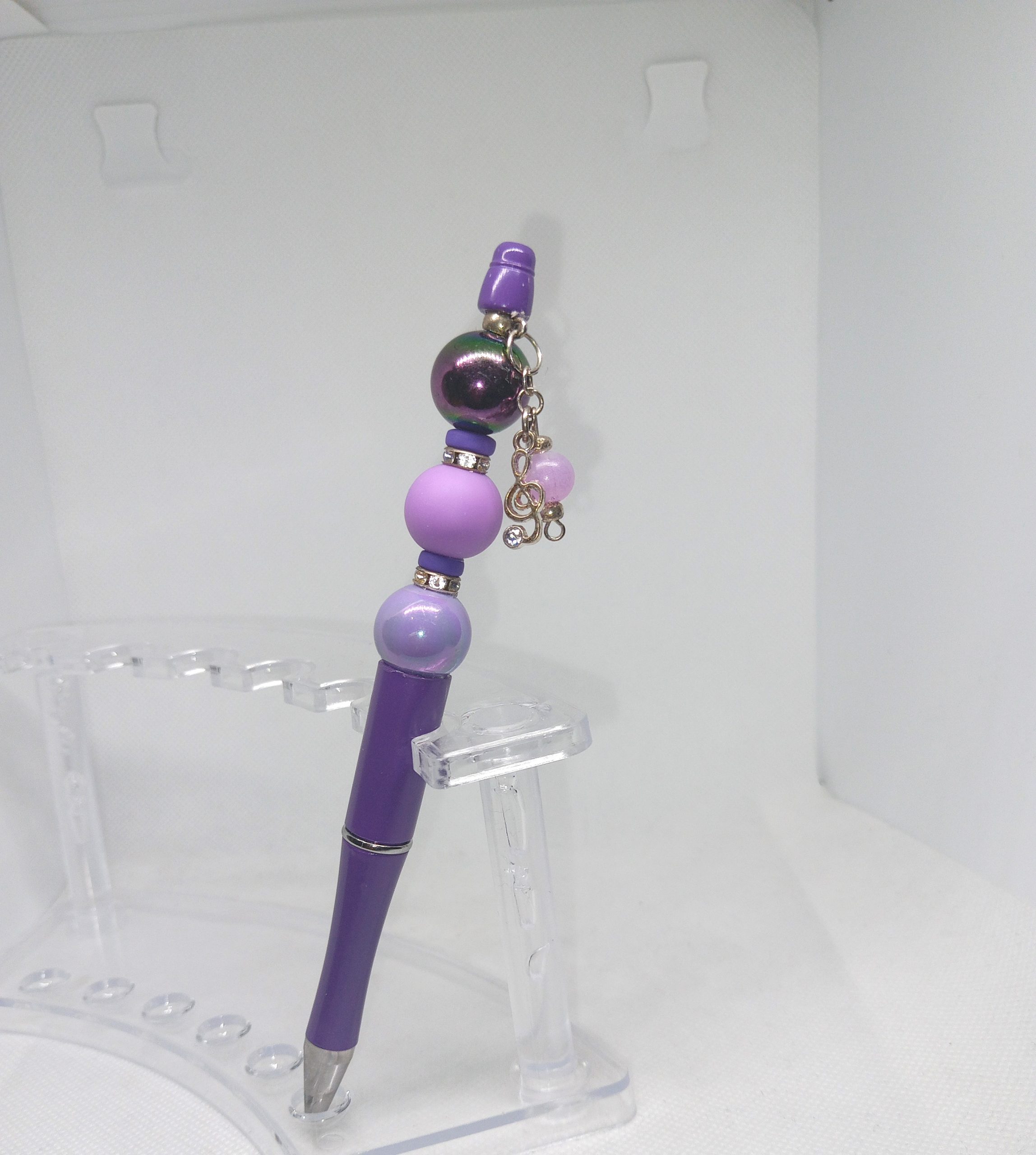 Handmade Purple Bubble Gum Bead Pen with Treble Clef Charm