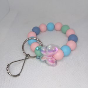 Handmade Pastel Bead Wristlet Keychain with Butterfly Charm