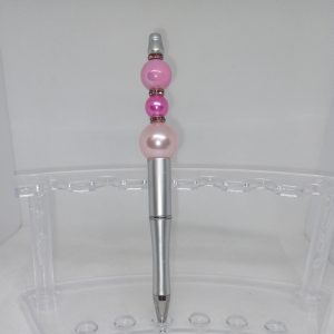 Silver and Pink Bubble Gum Bead Pen Elegant Pearl Charm