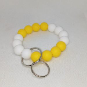 Bright Yellow and White Bubble Gum Bead Wristlet Keychain – Bright