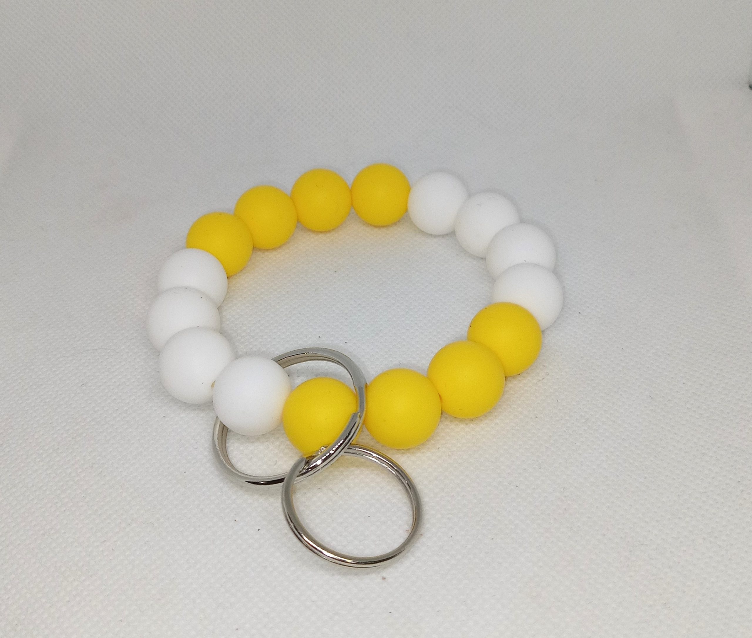 Bright Yellow and White Bubble Gum Bead Wristlet Keychain – Bright