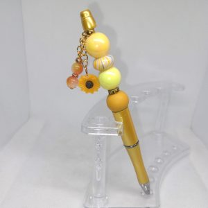 Yellow Bubble Gum Bead Pen with Sunflower Charm