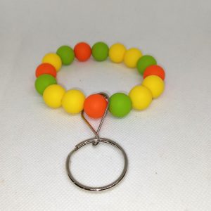 Yellow, Orange & Lime Green Bubble Gum Bead Wristlet Keychain