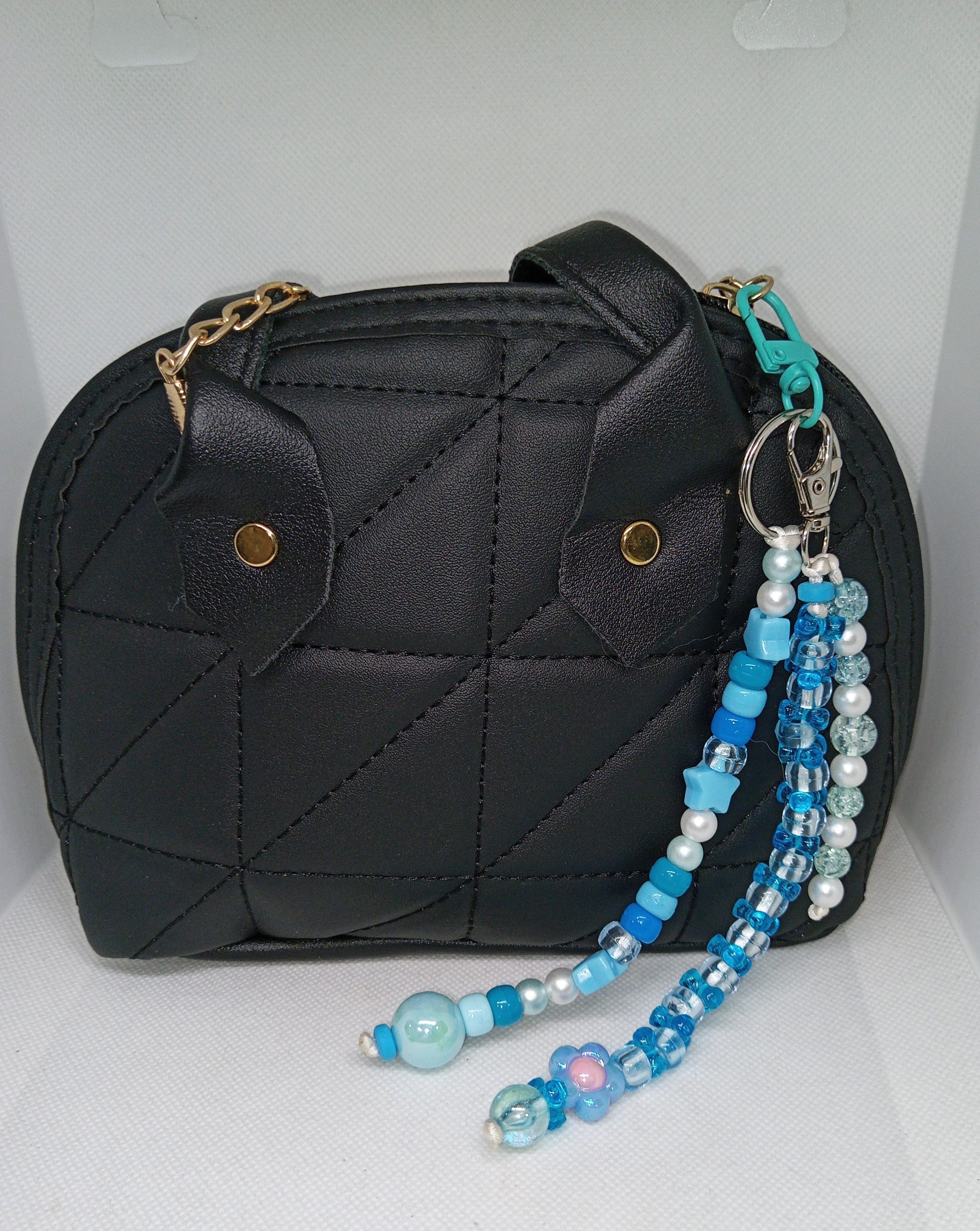 Blue Beaded Bag Charm Purse, Backpack & Pants Dangle Accessory