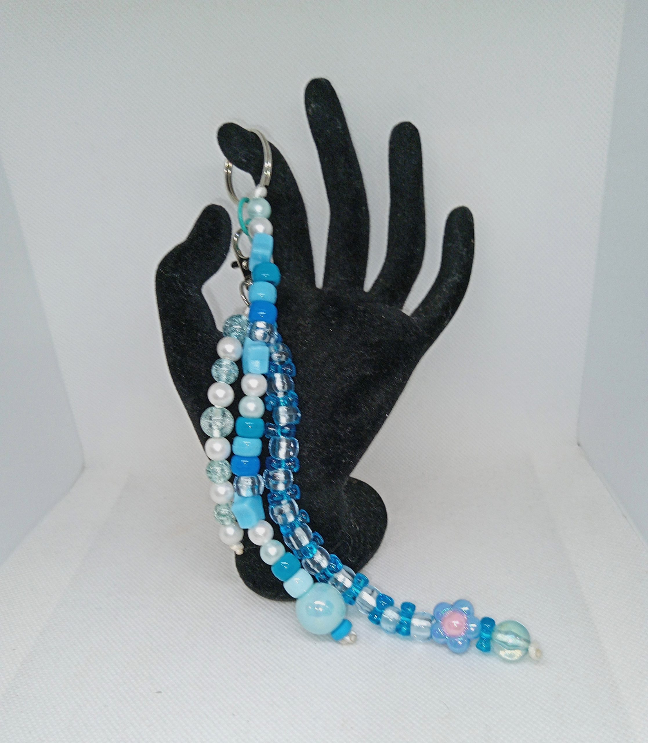 Blue Beaded Bag Charm Purse, Backpack & Pants Dangle Accessory - Image 2