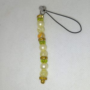 Yellow & Green Beaded Cell Phone Dangle