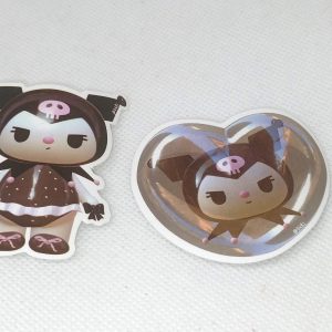 Kuromi Character & Holographic Heart Sticker (2-Pack)