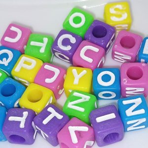 Alphabet Letter Beads Multicolor Cube Beads for Bracelets, Keychains & Crafts