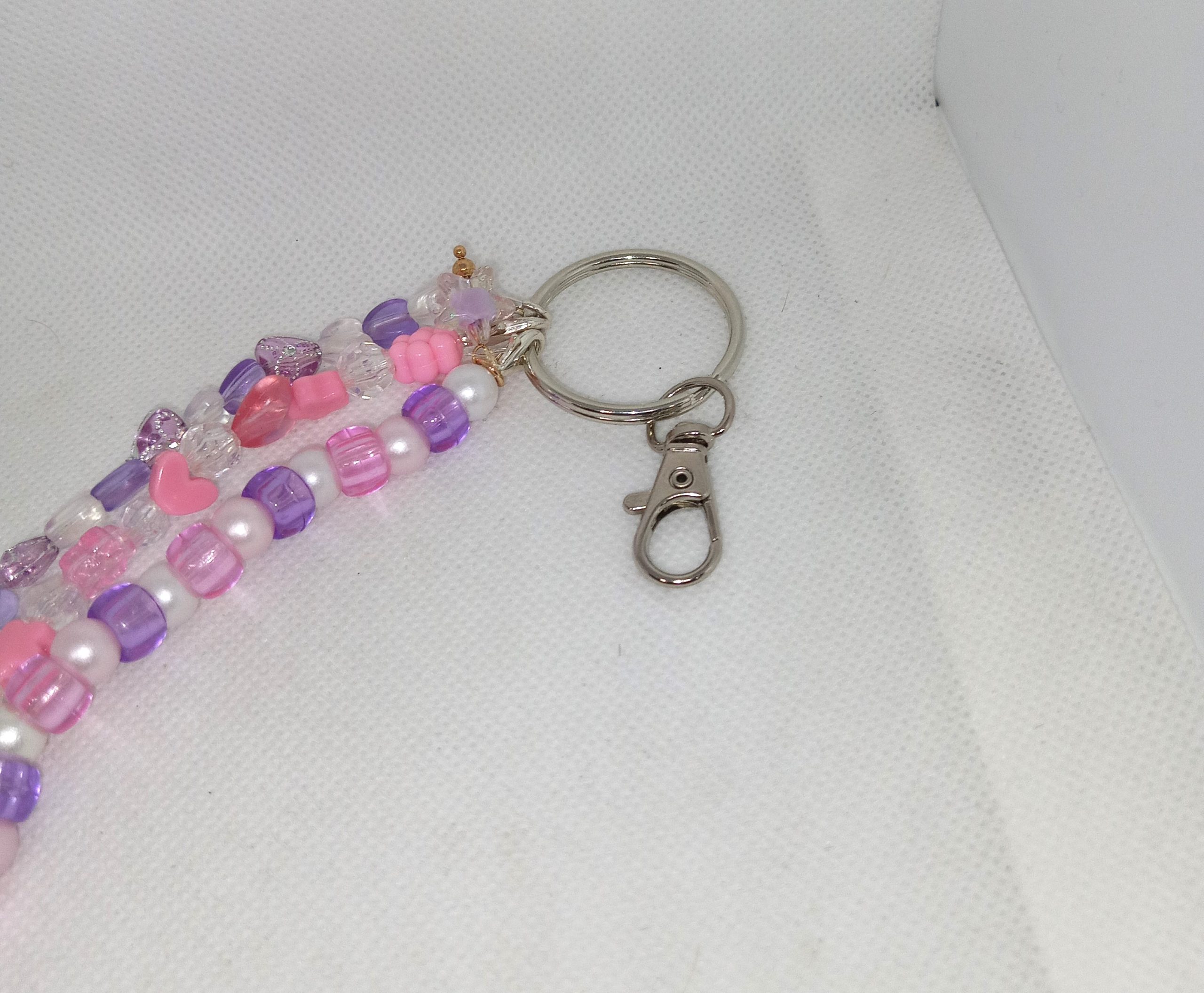 Pink & Purple Purse Charm Cute Smiley Face, Heart & Star Bead Dangle Accessory - Image 3
