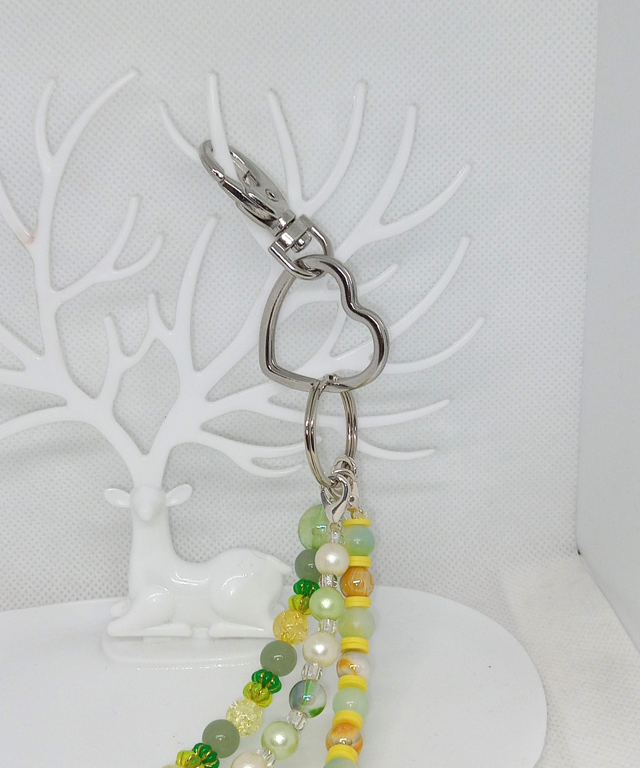 Green & Yellow Tulip Charm Beaded Dangle Cute Purse Accessory - Image 4