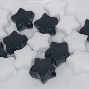 Kawaii Black & White Star Beads For Jewelry Making, Keychains Kawaii Crafts