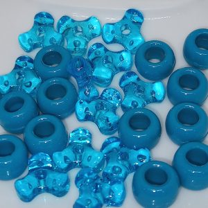 Kawaii Blue Bead Mix Glossy Pony Beads & Transparent Shaped Beads