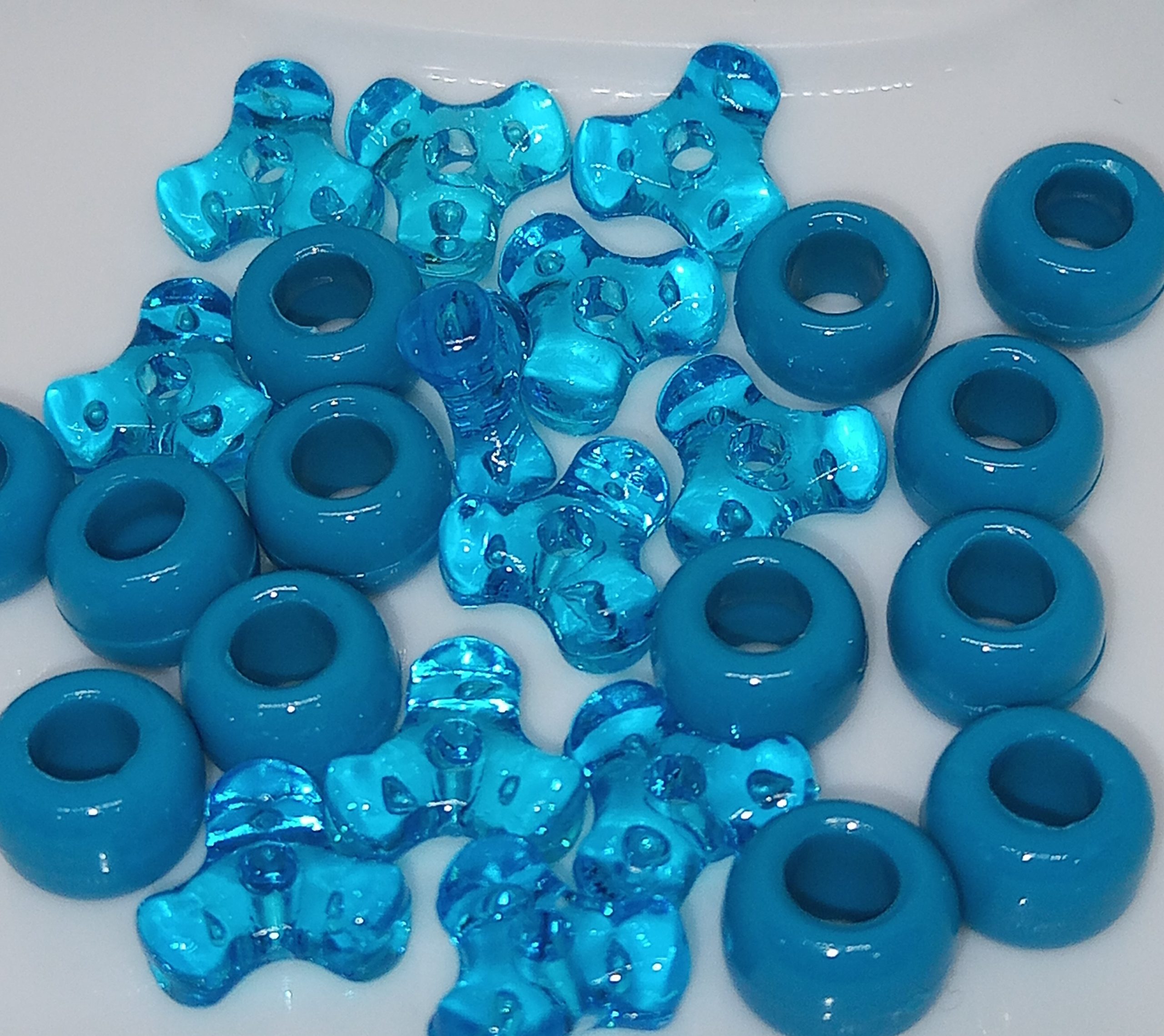 Kawaii Blue Bead Mix Glossy Pony Beads & Transparent Shaped Beads