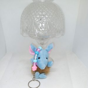 Blue Mouse Plush Keychain Soft Kawaii Keyring with Pastel Beads