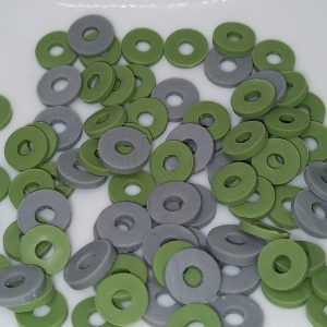 Green & Gray Polymer Clay Disc Beads Kawaii Spacer Beads