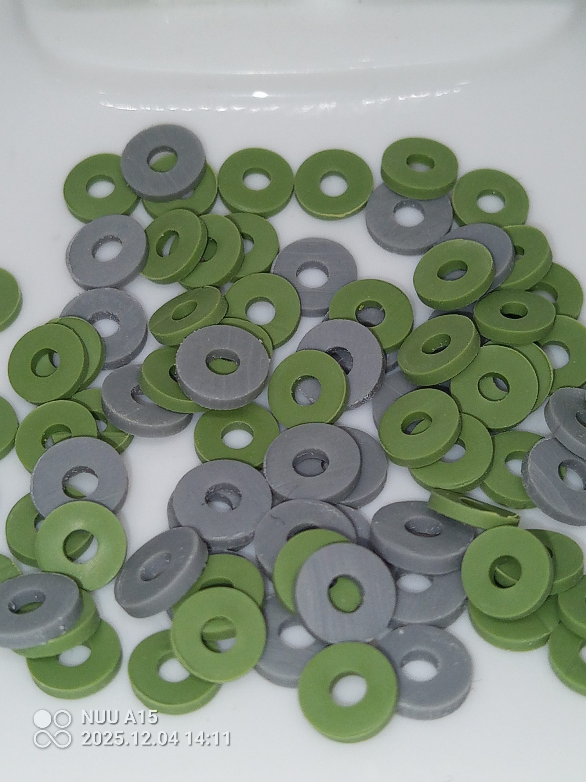 Green & Gray Polymer Clay Disc Beads Kawaii Spacer Beads